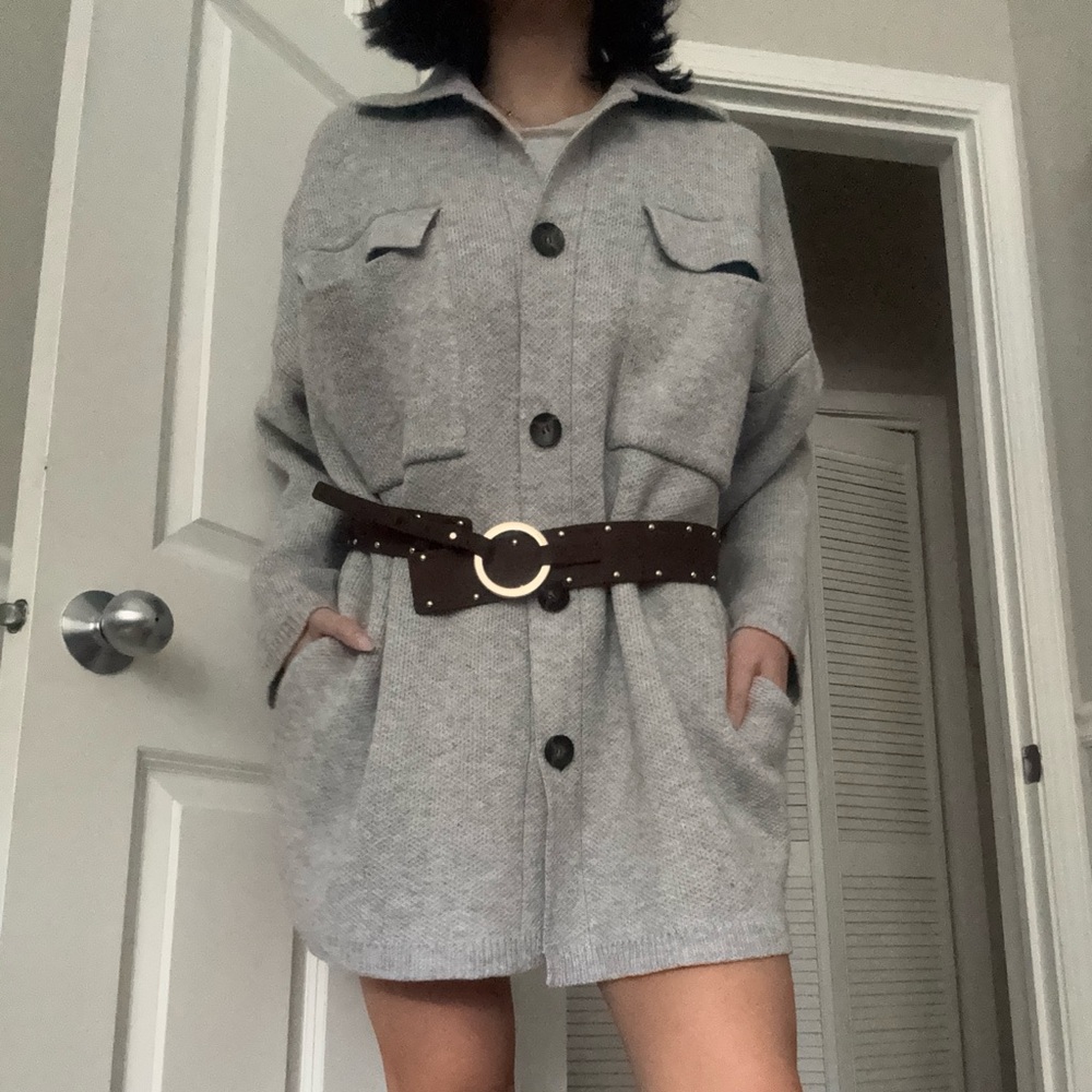 Primark oversized knit chunky sweater grey jacket/shacket
